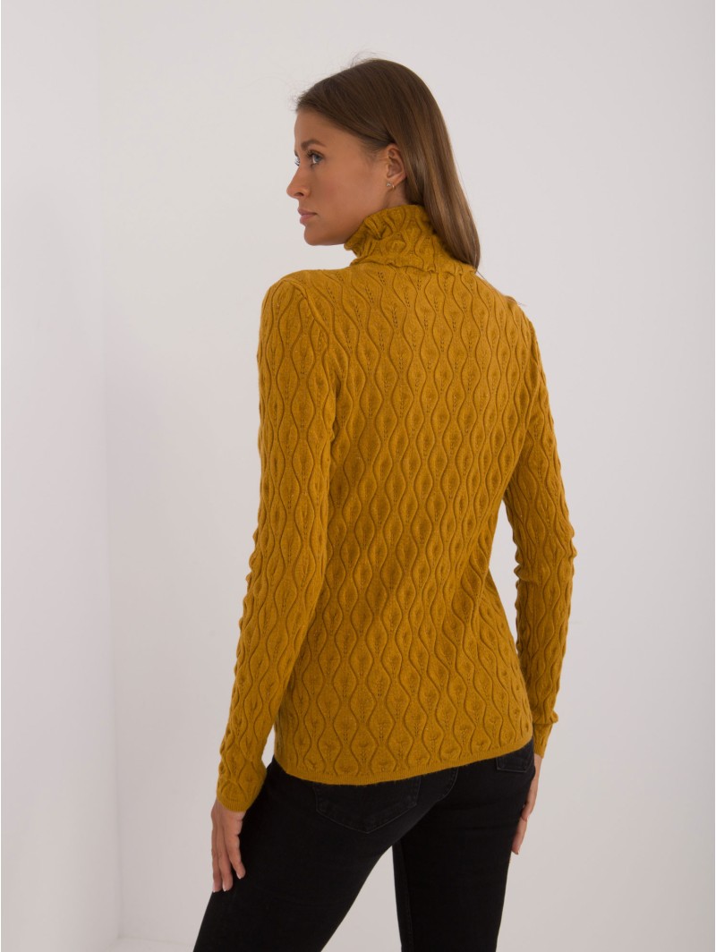 Struktūrinis viskozės megztinis aukšta apykakle