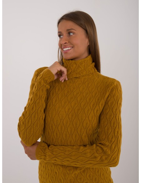 Struktūrinis viskozės megztinis aukšta apykakle