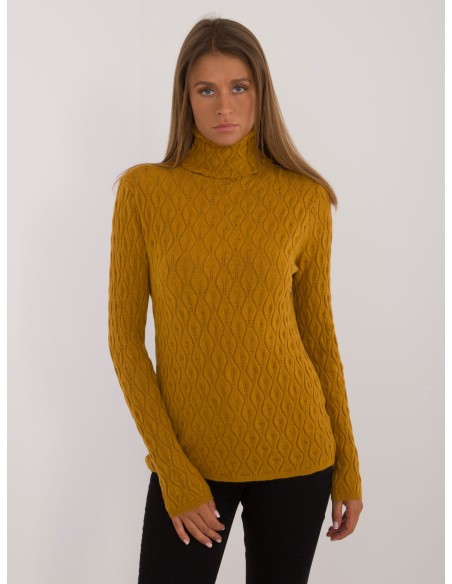 Struktūrinis viskozės megztinis aukšta apykakle