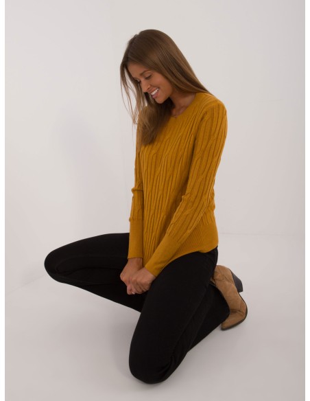 Sweter-AT-SW-2338-2.00-ciemny żółty