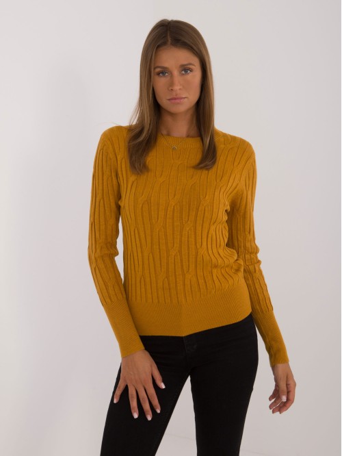 Sweter-AT-SW-2338-2.00-ciemny żółty 2