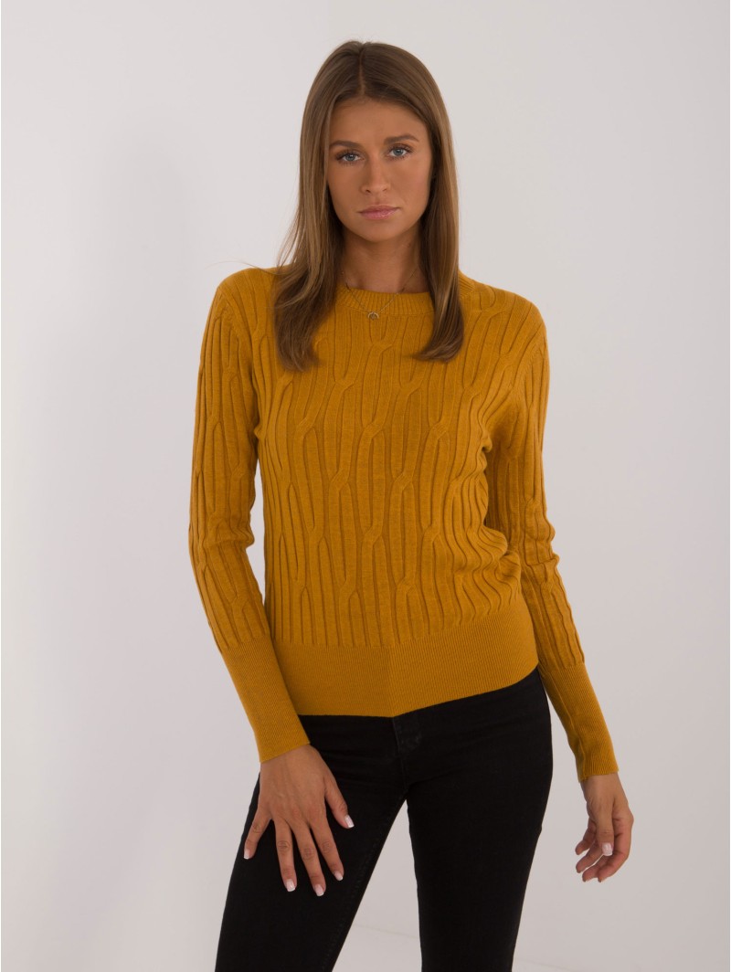 Sweter-AT-SW-2338-2.00-ciemny żółty