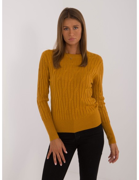 Sweter-AT-SW-2338-2.00-ciemny żółty