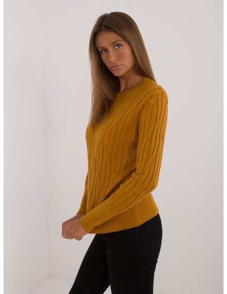 Sweter-AT-SW-2338-2.00-ciemny żółty