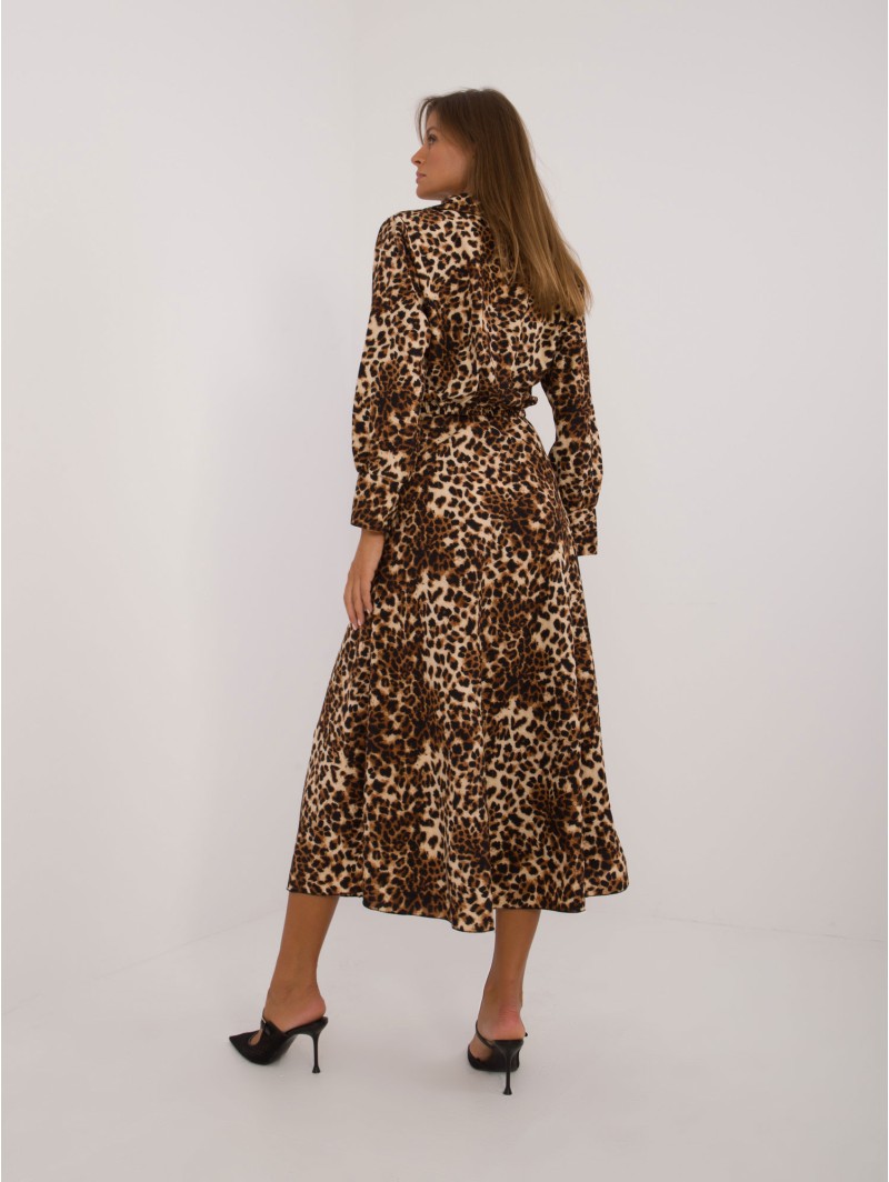 Gyvūnų kailio rašto kostiumėlis su midi sijonu