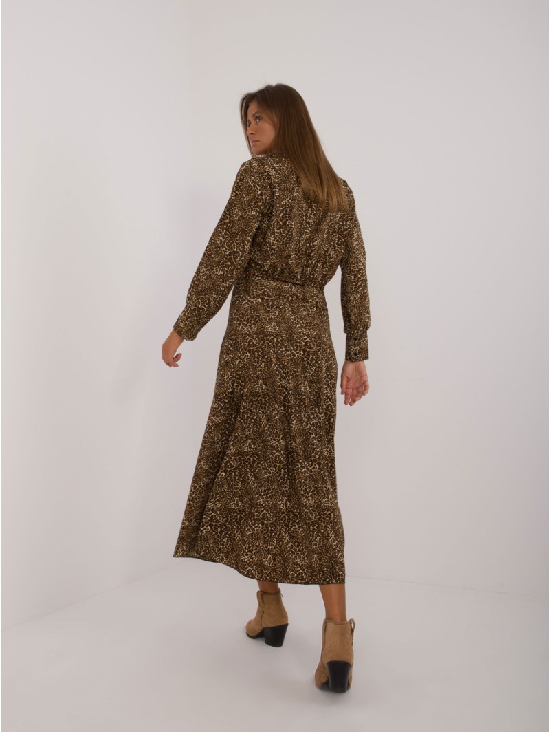 Gyvūnų kailio rašto kostiumėlis su midi sijonu