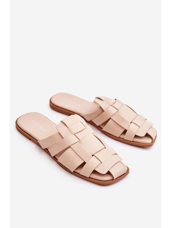 Women's Striped Slippers Light beige Reyna 2