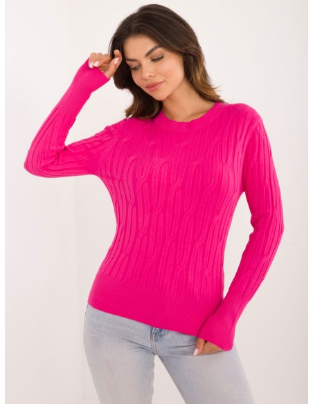Sweter-AT-SW-2338-2.00-ciemny różowy