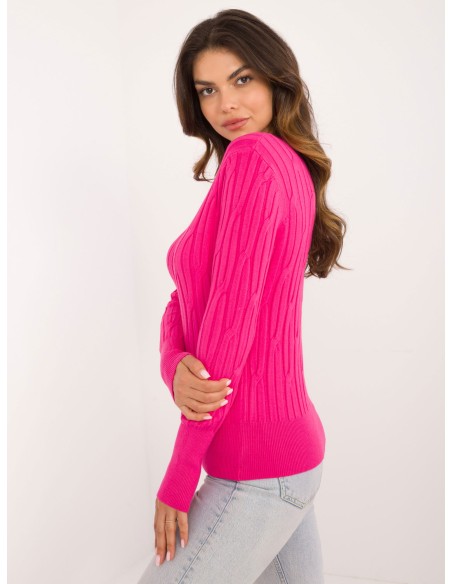 Sweter-AT-SW-2338-2.00-ciemny różowy