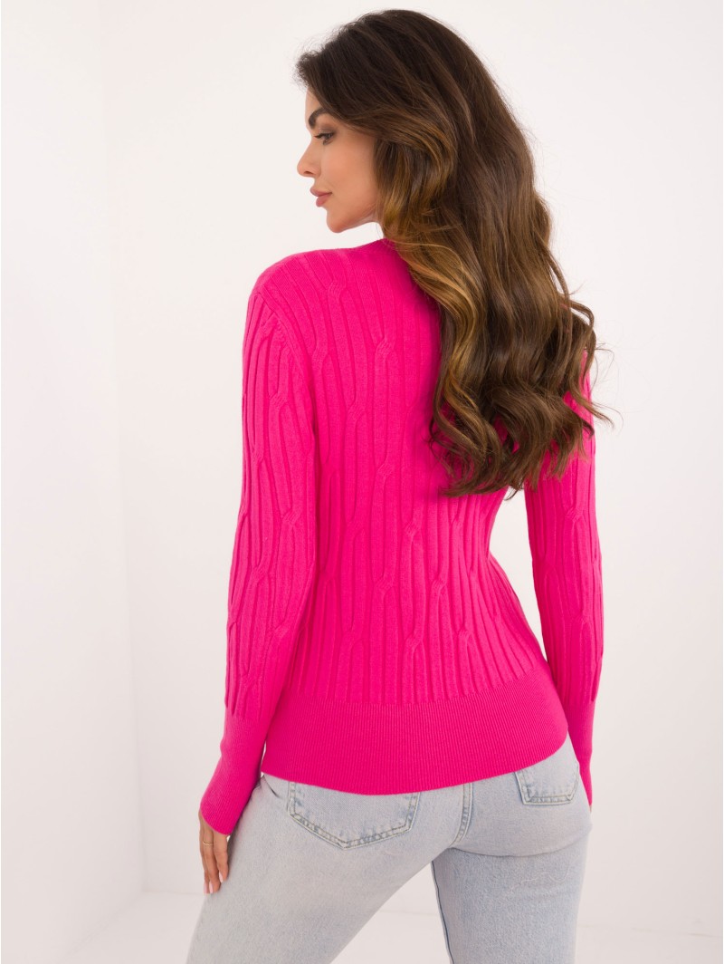 Sweter-AT-SW-2338-2.00-ciemny różowy