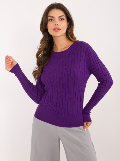 Sweter-AT-SW-2338-2.61-ciemny fioletowy