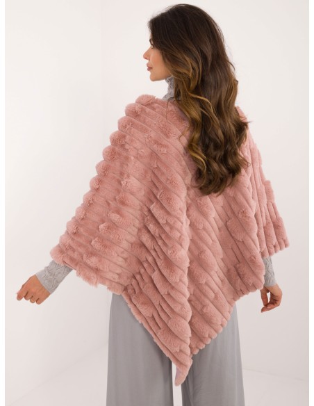 Poncho-AT-PN-2347.88-ciemny różowy