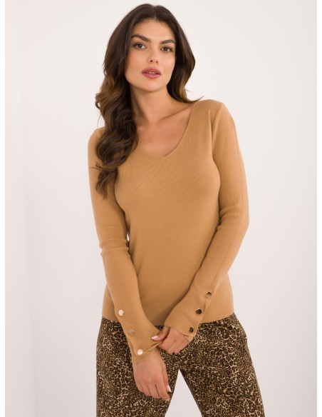 Sweter-AT-SW-2334.91-camelowy