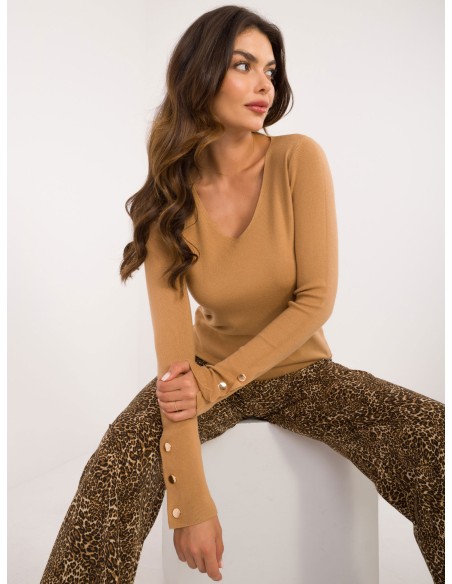 Sweter-AT-SW-2334.91-camelowy