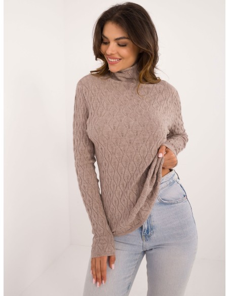 Sweter-AT-SW-2334-2.61-ciemny bezowy