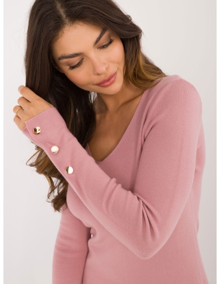 Sweter-AT-SW-2334.49-ciemny różowy