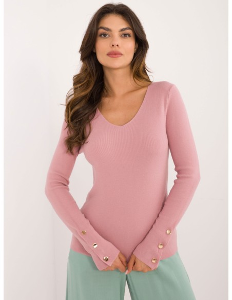 Sweter-AT-SW-2334.49-ciemny różowy