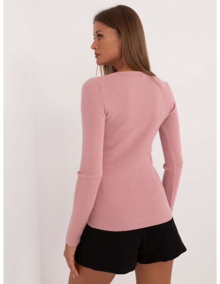 Sweter-AT-SW-2332-2.65-ciemny różowy