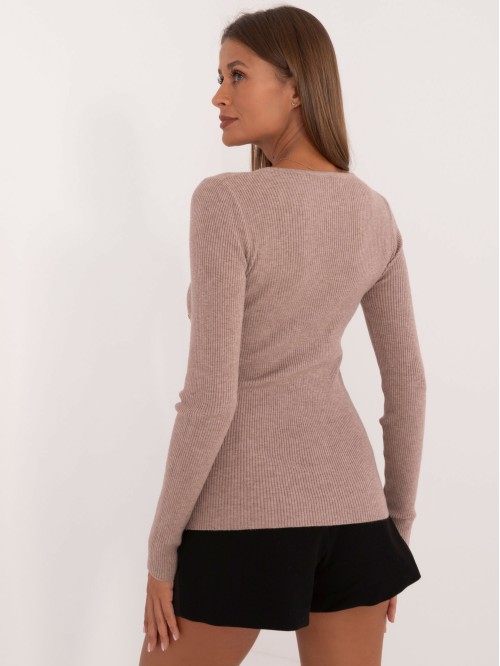 Sweter-AT-SW-2332-2.62-ciemny bezowy 2