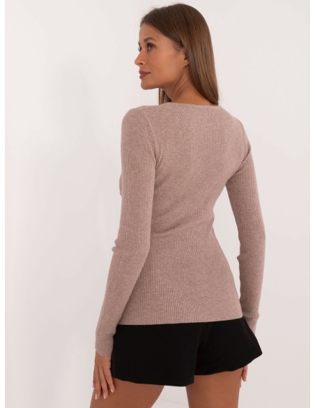 Sweter-AT-SW-2332-2.62-ciemny bezowy