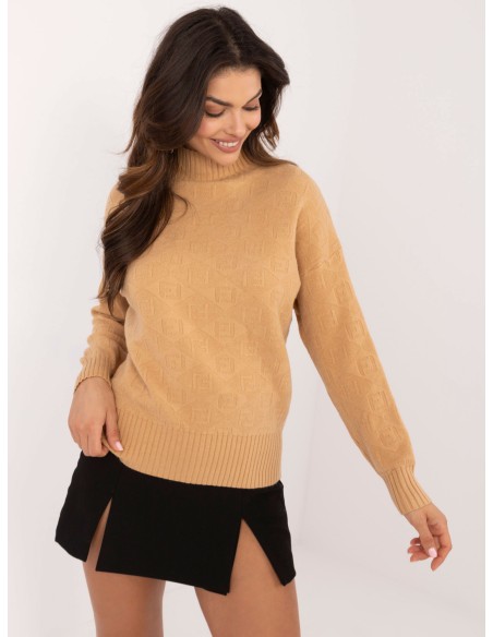 Sweter-AT-SW-2339.54-camelowy