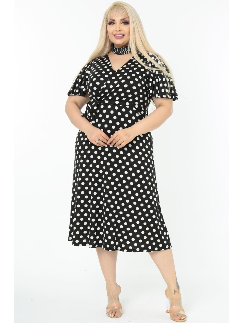 Juoda suknelė su rutuliukais ❤️ Suknelės apkūnioms