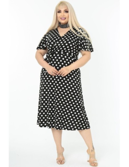 Juoda suknelė su rutuliukais ❤️ Suknelės apkūnioms