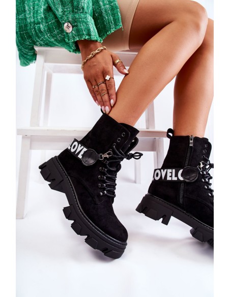 Suede High Boots With Warming Black Danity