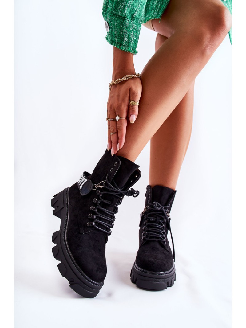 Suede High Boots With Warming Black Danity