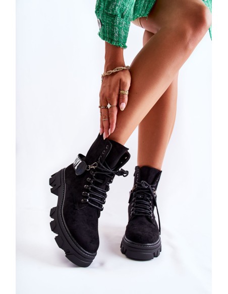 Suede High Boots With Warming Black Danity
