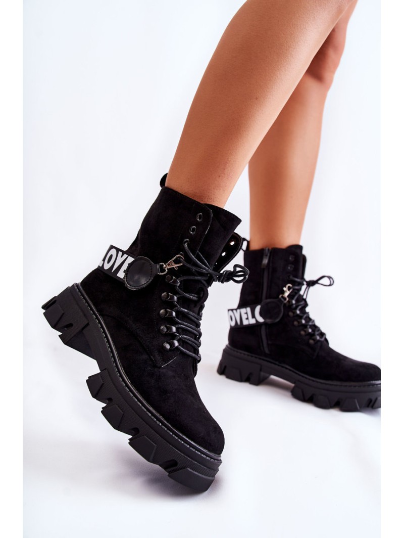 Suede High Boots With Warming Black Danity