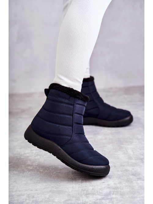 Women's warm snow boots navy blue Mezyss