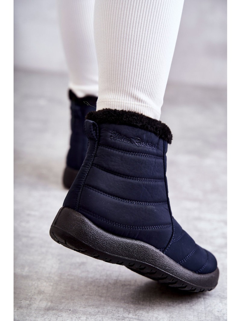 Women's warm snow boots navy blue Mezyss
