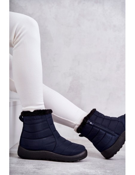 Women's warm snow boots navy blue Mezyss