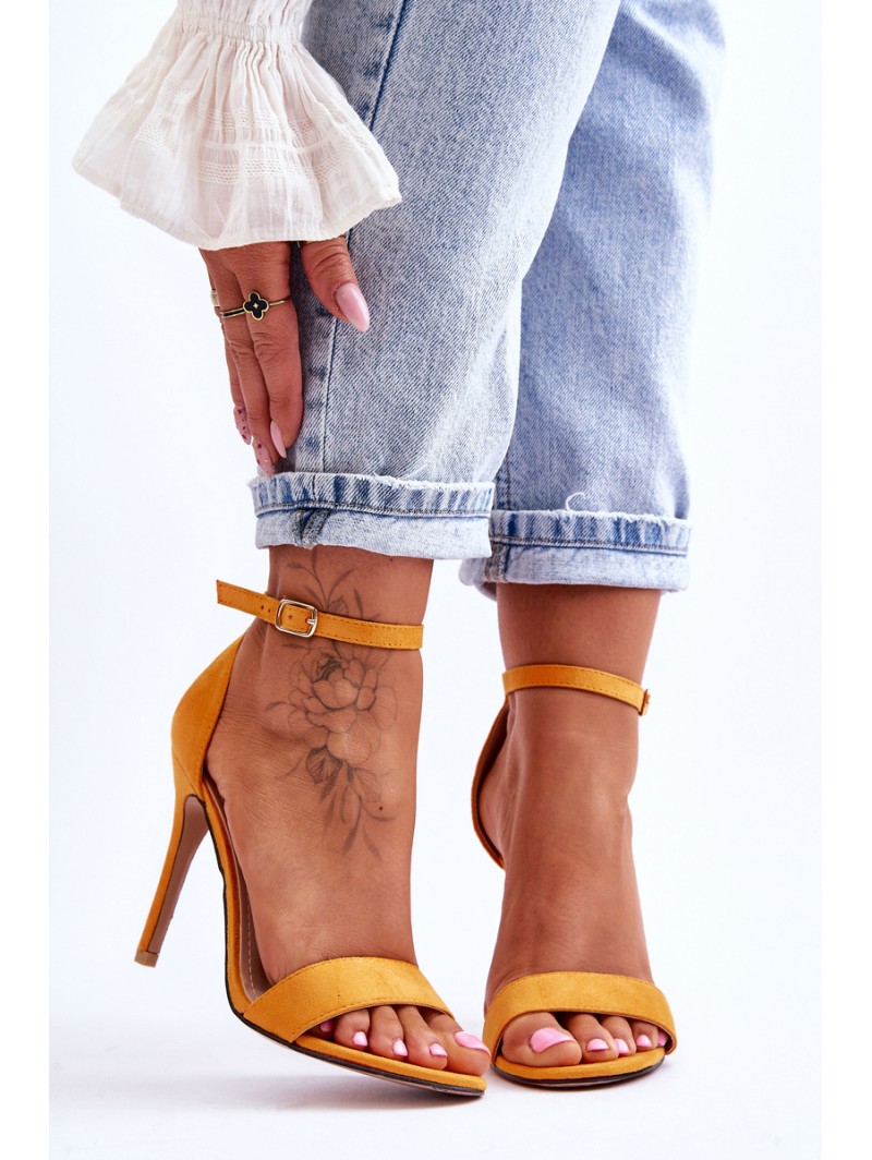 High Heel Suede Sandals Yellow Liberty