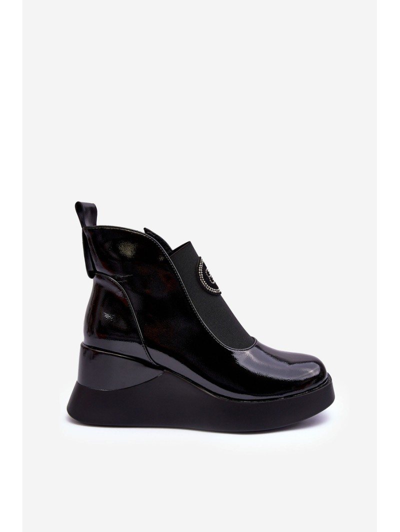 Leather Wedge Ankle Boots D&A Black MR880-137
