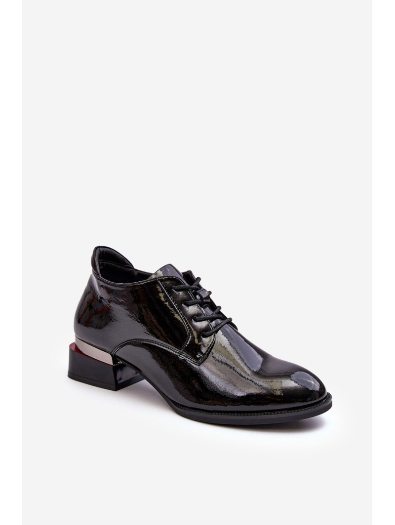 Women's Lacquered Lace-up Shoes Black Banosa