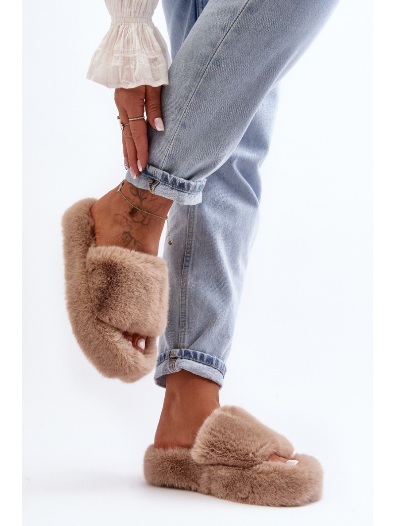 Women's Furry Slippers Beige Biella