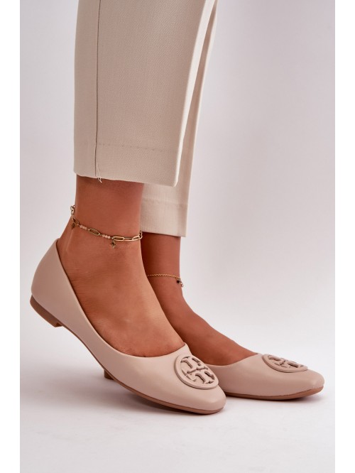 Women's Ballerina Flats with Eco Leather Decoration Beige Rhodike 2