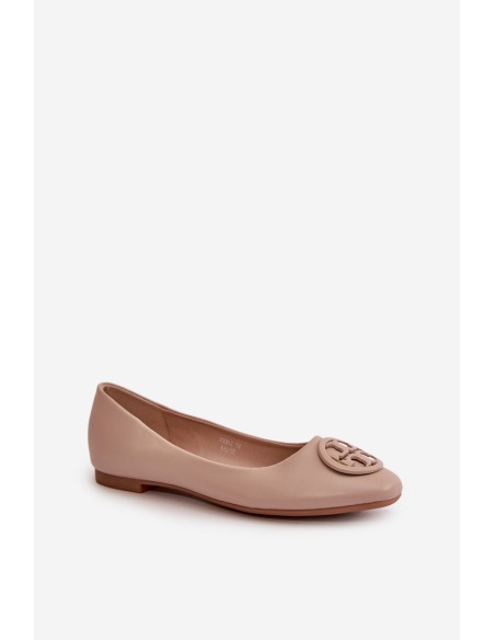 Women's Ballerina Flats with Eco Leather Decoration Beige Rhodike