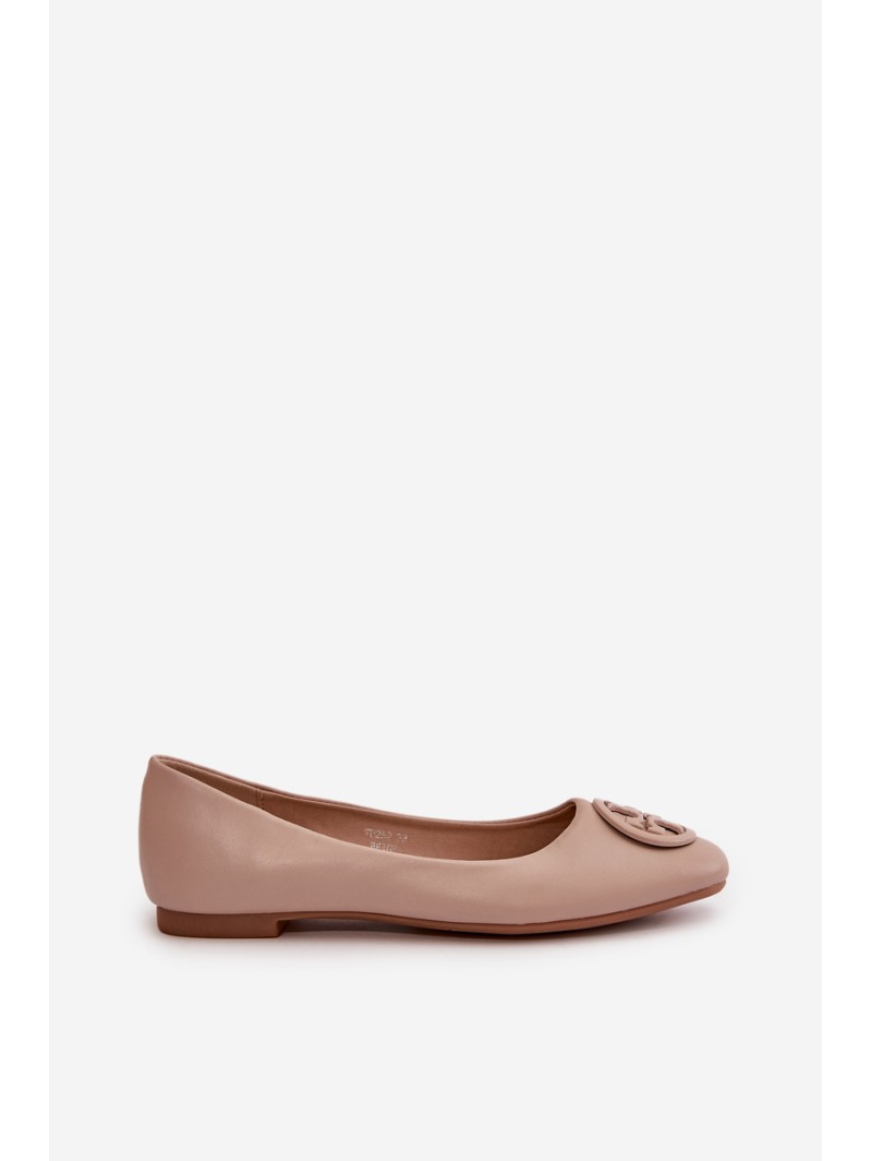 Women's Ballerina Flats with Eco Leather Decoration Beige Rhodike