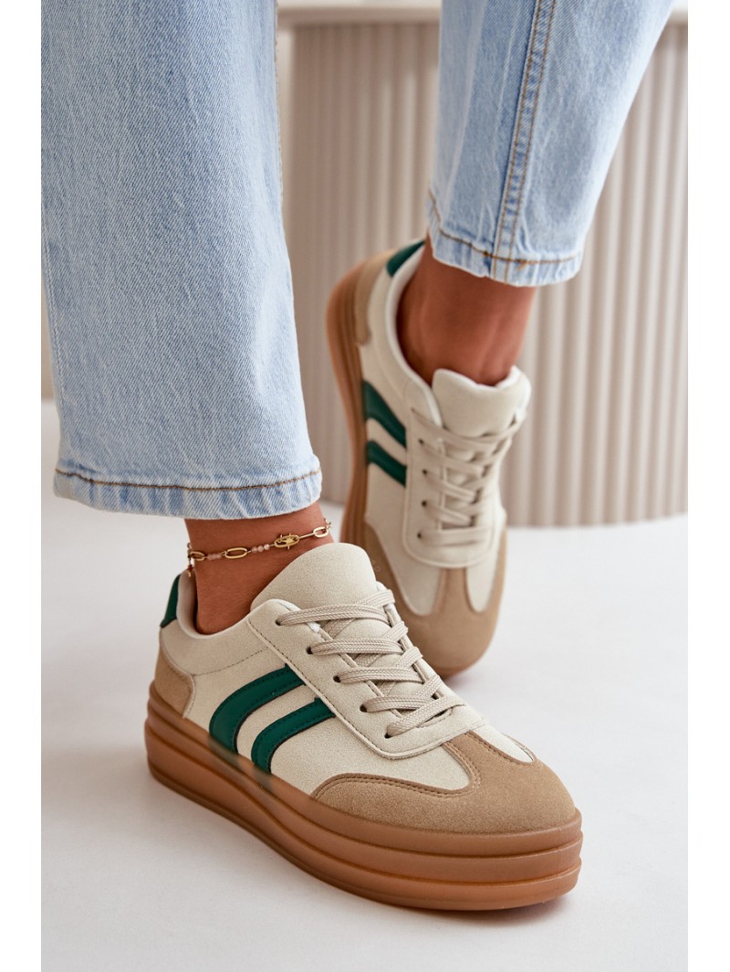 Women's Platform Sneakers in Beige-Green Nesonice