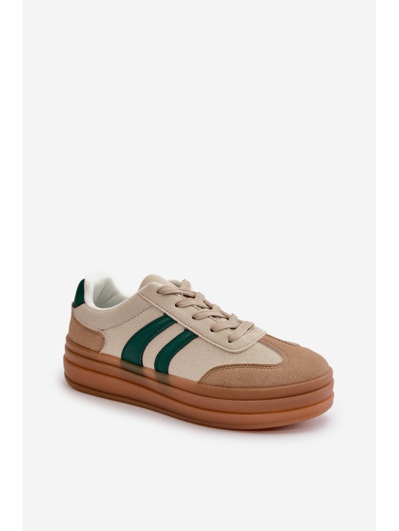 Women's Platform Sneakers in Beige-Green Nesonice