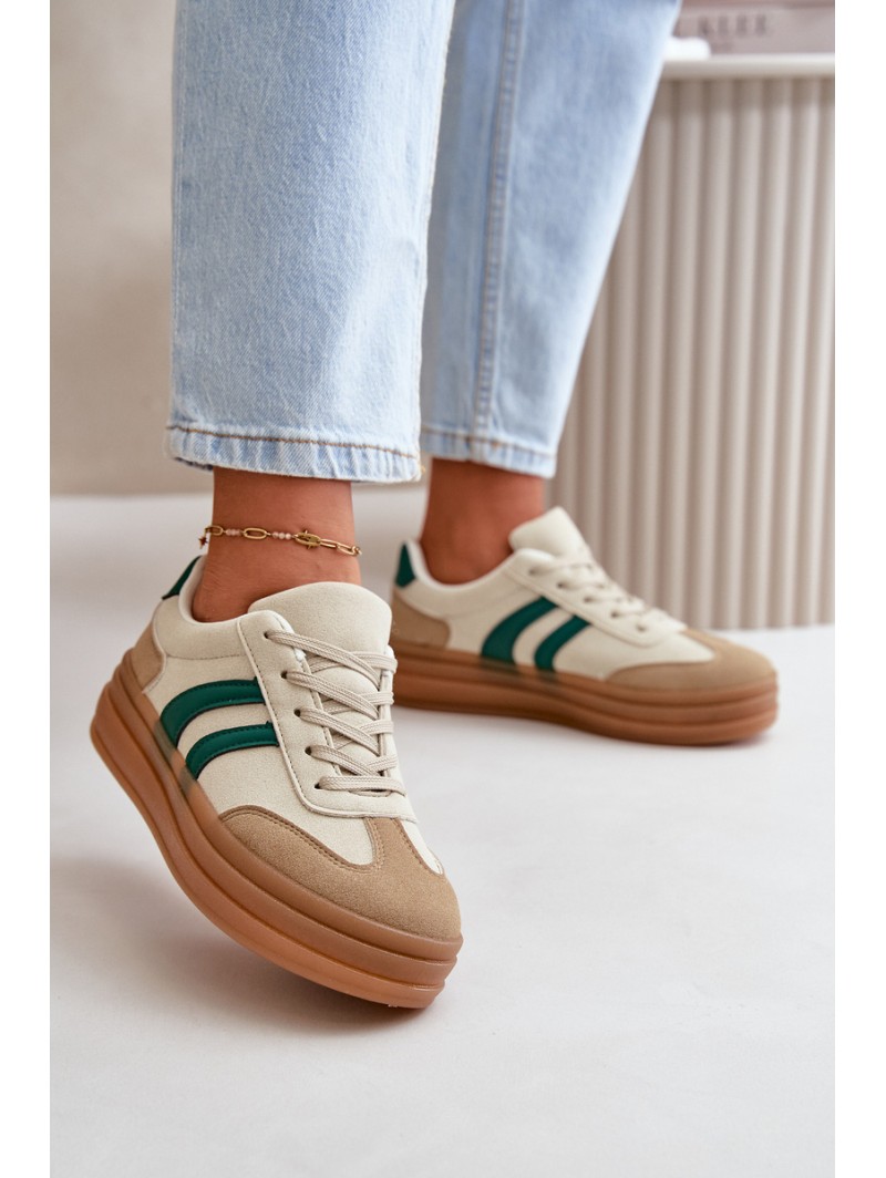 Women's Platform Sneakers in Beige-Green Nesonice
