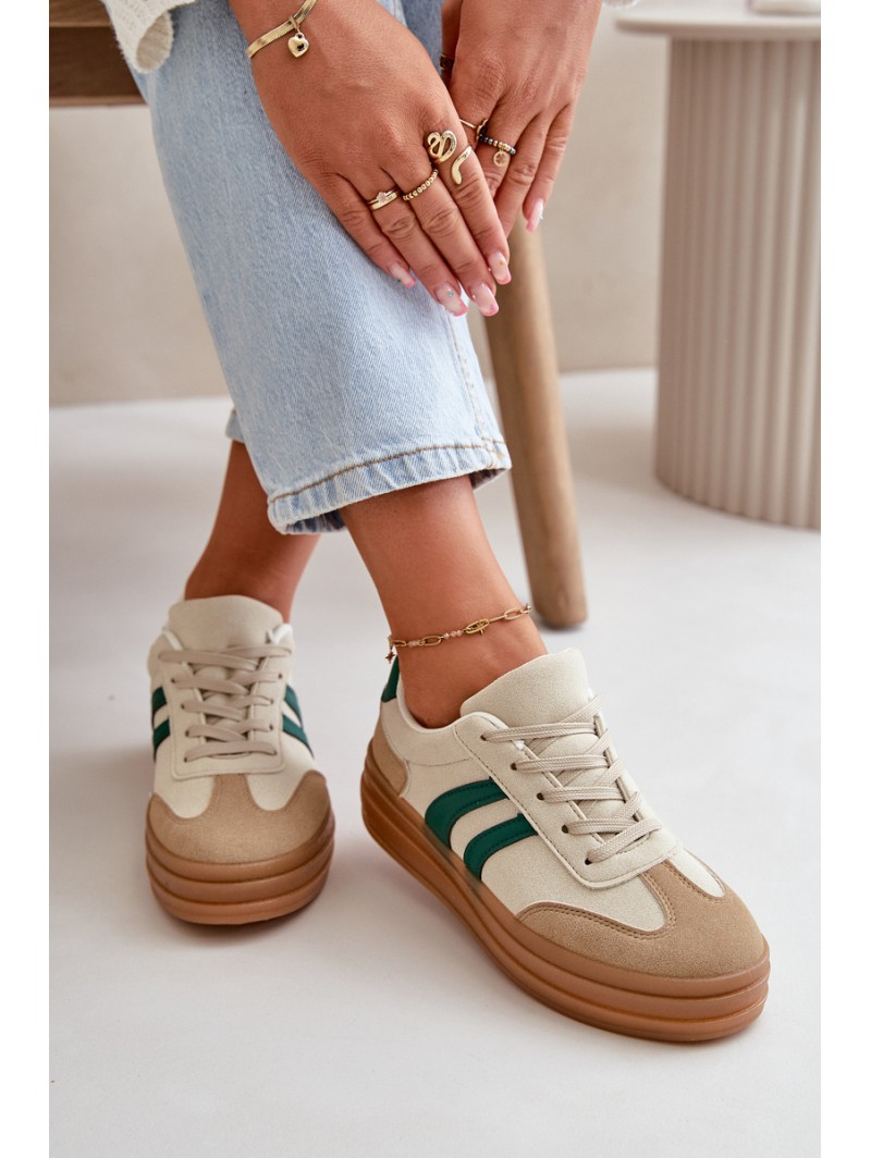 Women's Platform Sneakers in Beige-Green Nesonice