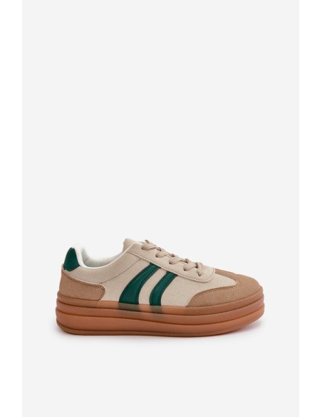 Women's Platform Sneakers in Beige-Green Nesonice