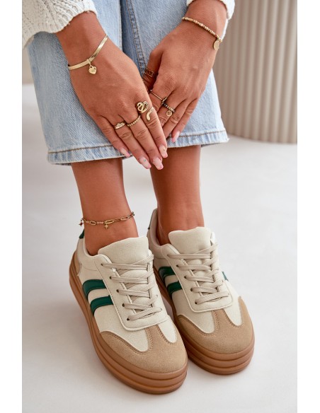Women's Platform Sneakers in Beige-Green Nesonice