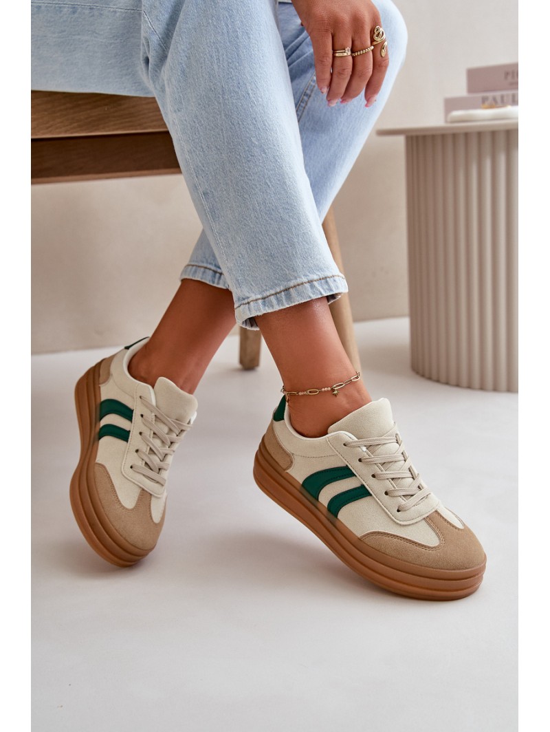 Women's Platform Sneakers in Beige-Green Nesonice