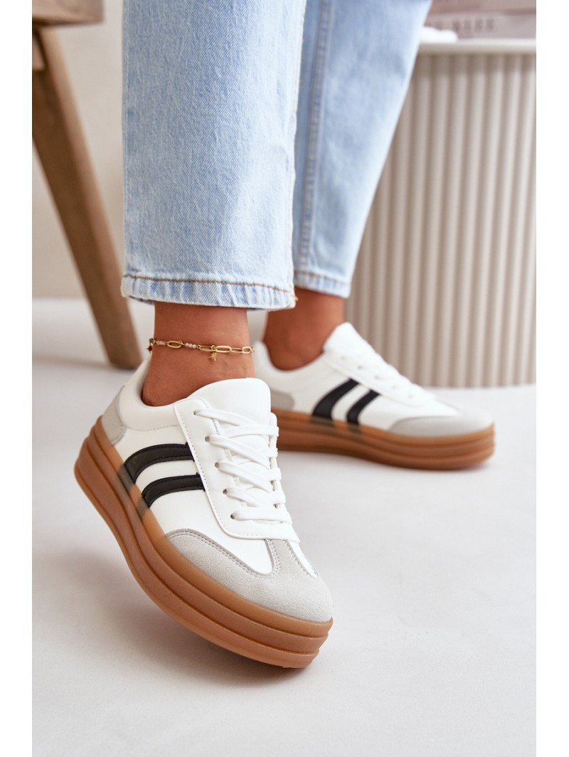 Women's Platform Sneakers White-Grey Nesonice