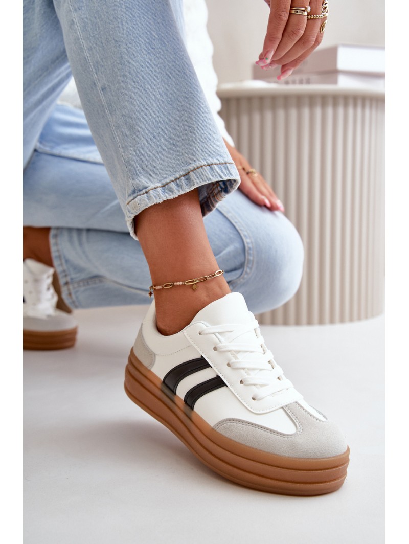 Women's Platform Sneakers White-Grey Nesonice